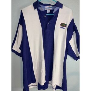 Vintage College Classics Florida Gators Polo Shirt Blue White Striped Mens Large